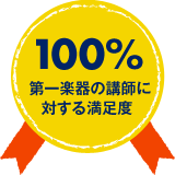 第一楽器の講師に対する満足度1100％
